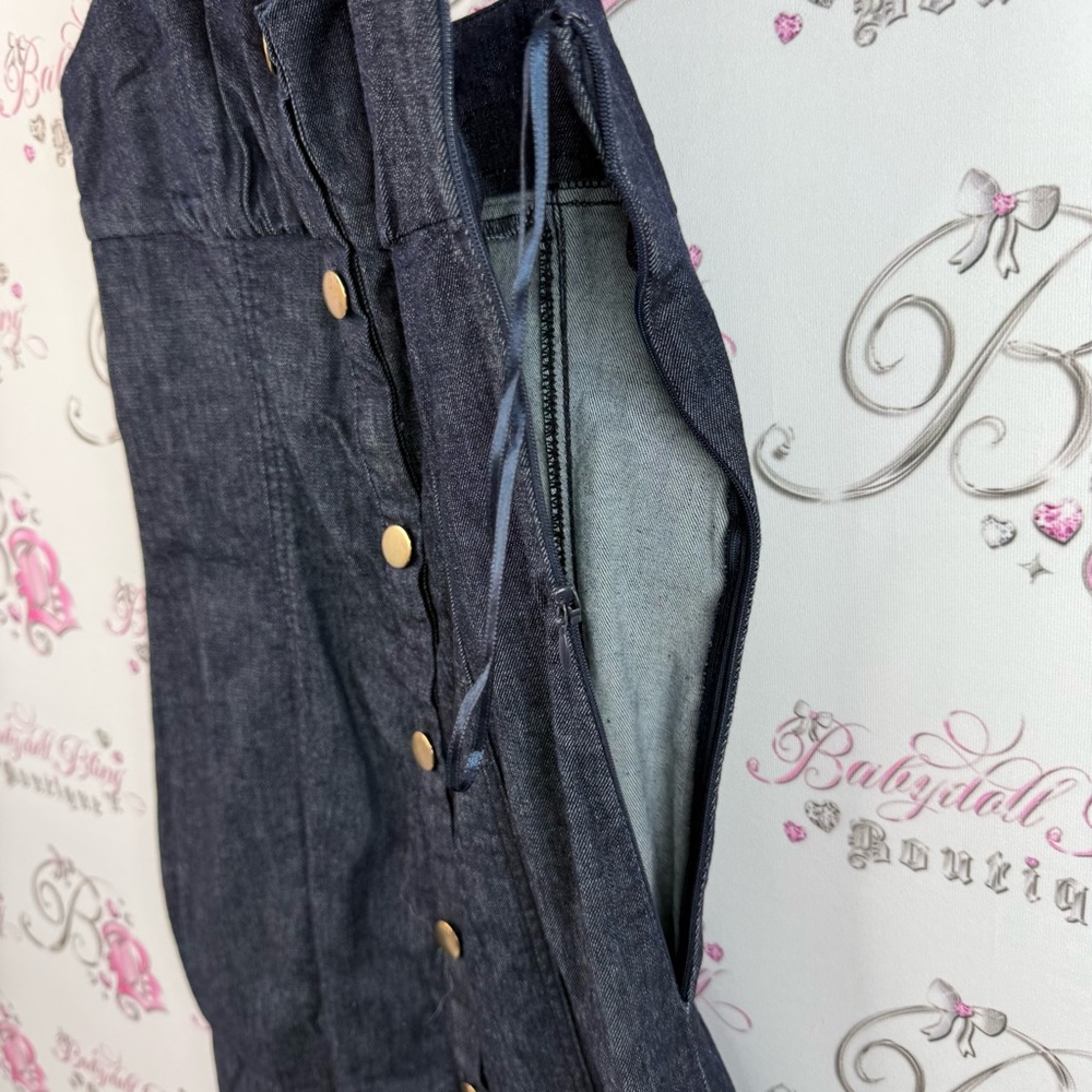 Zara dress Jean look gold buttons long style Stylish Black Button-Down Dress - Picture 8 of 15